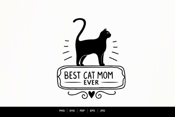 Best Cat Mom Ever Minimal Line Art Graphics for Crafts