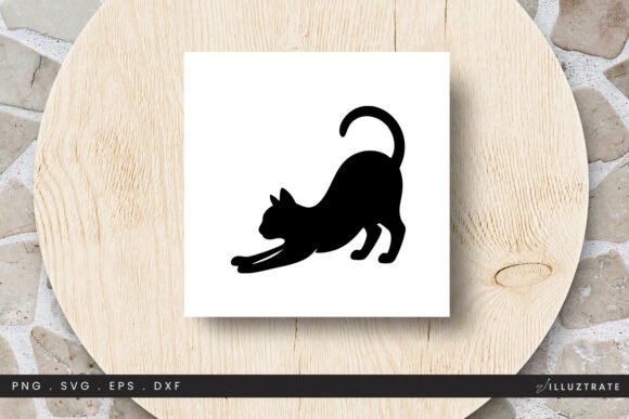 Cat Stretching SVG Clipart: Graphics for Crafts & Content