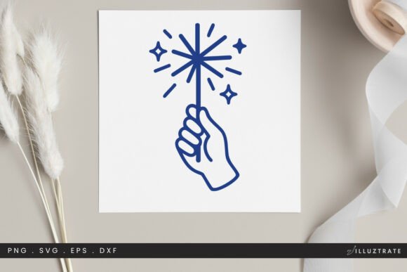 CrafHand Holding Sparkler SVG Clipart: Graphics for Crafts-Driven Branding