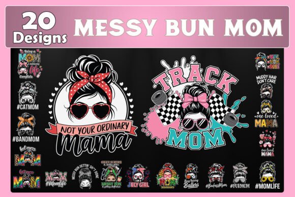 Messy Bun Mom SVG Bundle: Graphics for Crafts & Real Branding