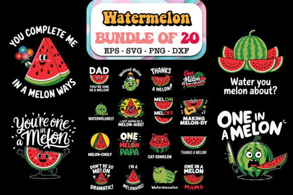 Watermelon Puns SVG Bundle for Crafts & Graphics